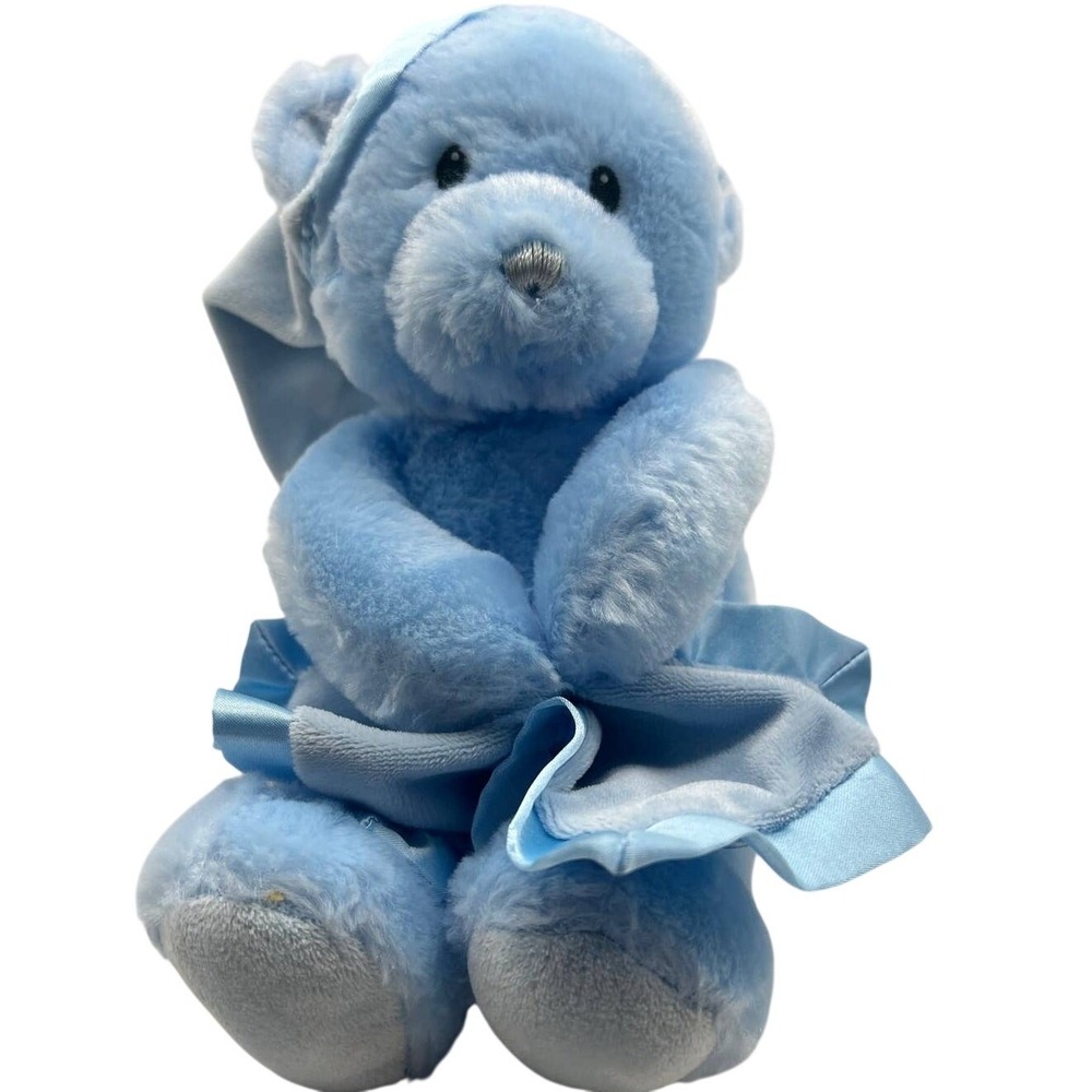 Nap Time Teddy Bear Blue Plush Wind Up Musical Lullaby Lovey Security Blanket